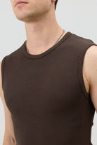 Antioch Kahve Pamuklu Kolsuz Erkek T-Shirt