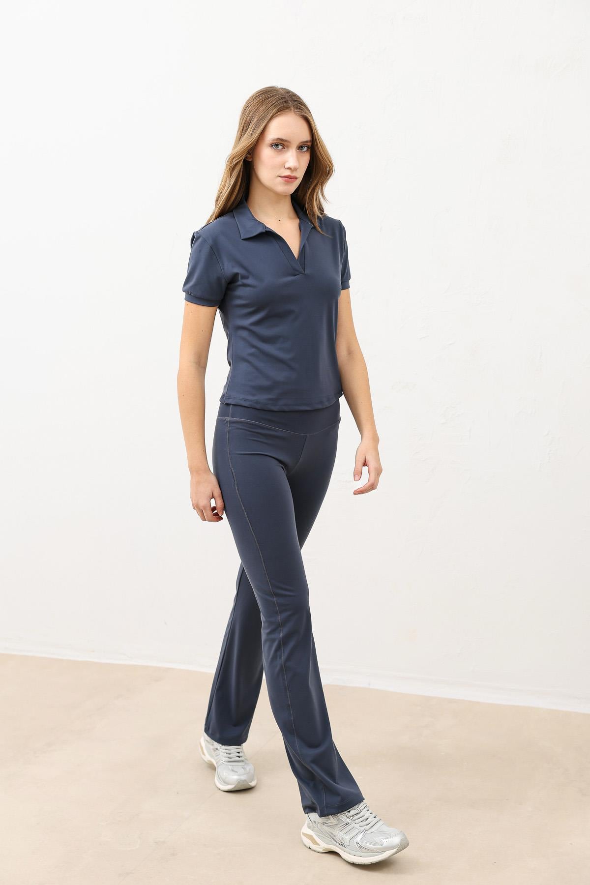 Antioch Füme Polo Yaka Kadın T-Shirt