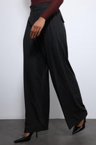 Antioch-Füme çizgili Geniş Paça Pantolon-Kumaş Pantolon-2-Milagron.com