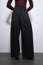 Antioch-Füme çizgili Geniş Paça Pantolon-Kumaş Pantolon-4-Milagron.com