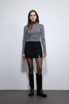 Antioch-Gri Basic Kadın Triko Kazak-Kazak-1-Milagron.com