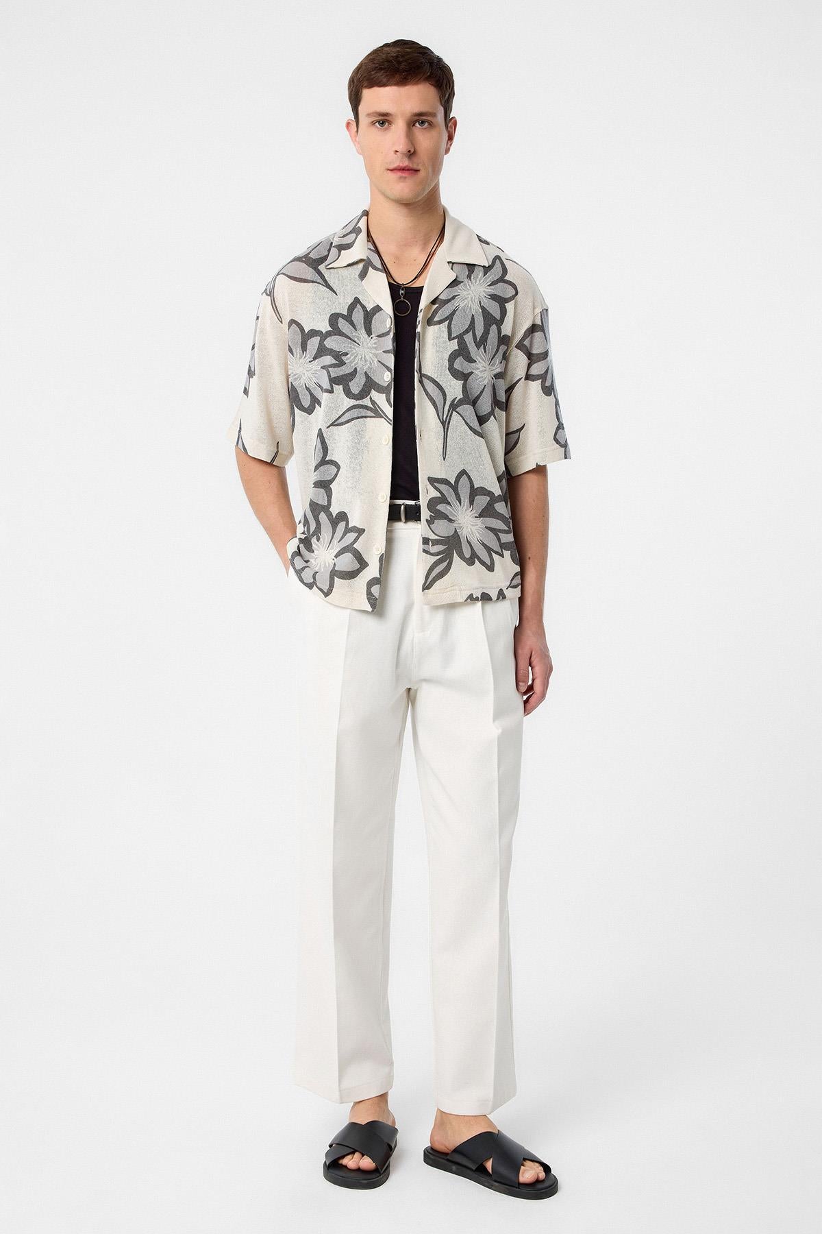 Antioch-Gri Desenli Erkek Gömlek-Gömlek-3-Milagron.com