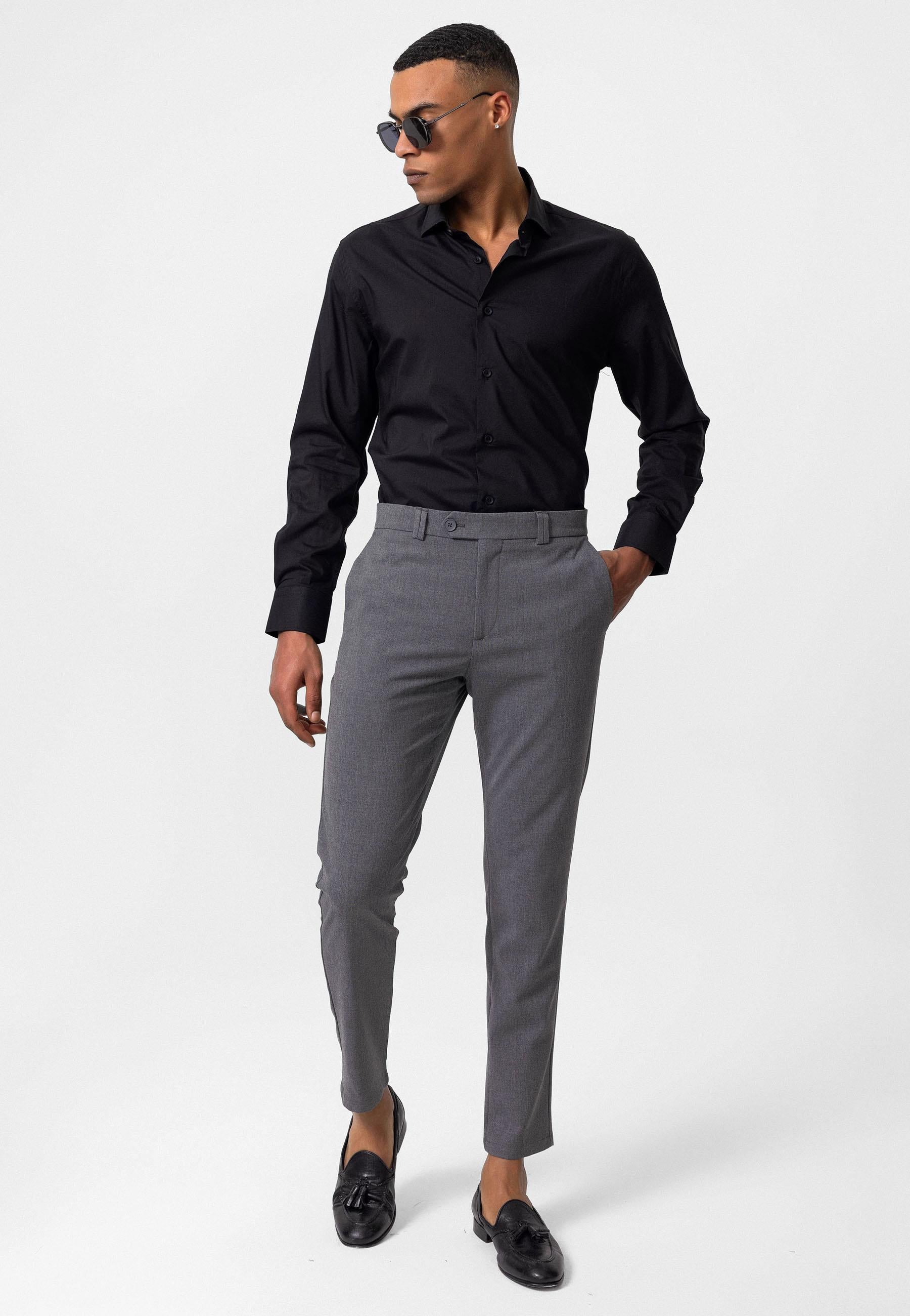 Antioch-Gri Erkek Slim Fit Kumaş Pantolon-Kumaş Pantolon-3-Milagron.com