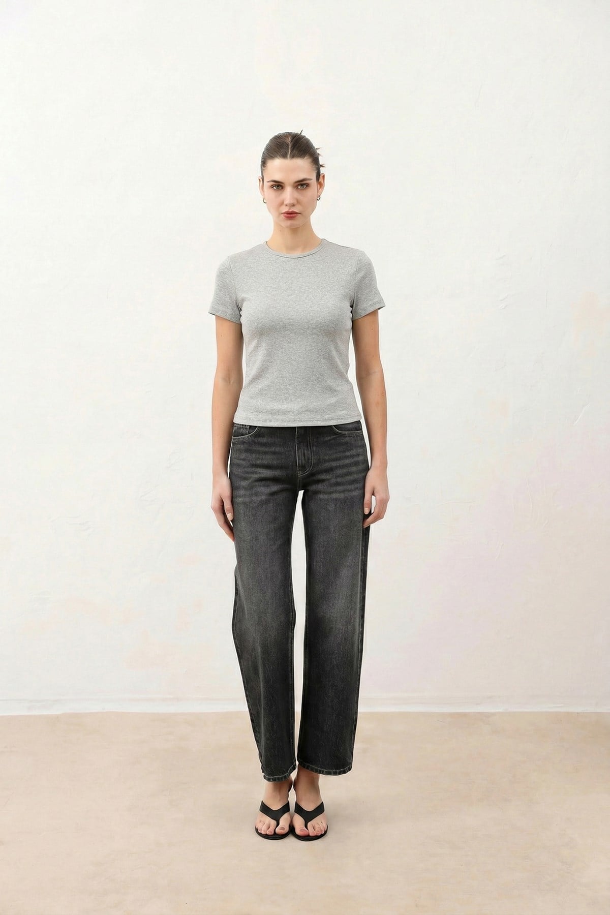 Antioch Gri Kadın Basic T-Shirt