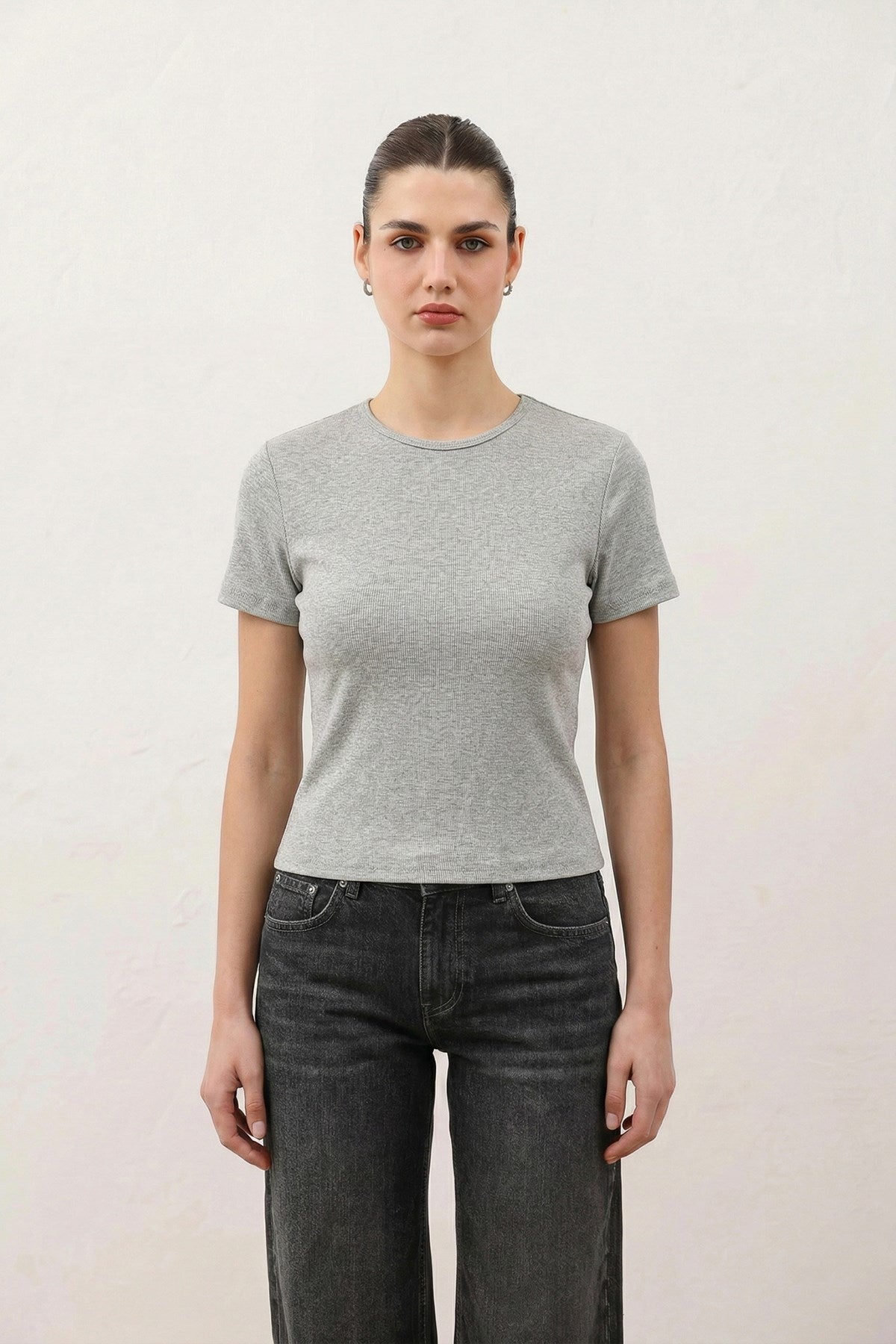 Antioch Gri Kadın Basic T-Shirt