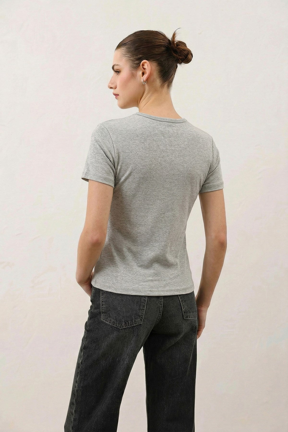 Antioch Gri Kadın Basic T-Shirt