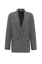 Antioch-Gri Kadın Çizgili Oversize Blazer Ceket-Ceket-8-Milagron.com