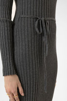 Antioch-Gri Kadın Fitilli Midi Triko Elbise-Elbise-5-Milagron.com