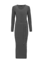Antioch-Gri Kadın Fitilli Midi Triko Elbise-Elbise-7-Milagron.com
