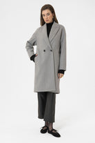 Antioch-Gri Kadın Kruvaze Kapama Oversize Kaban-Kaban-1-Milagron.com