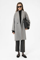 Antioch-Gri Kadın Kruvaze Kapama Oversize Kaban-Kaban-2-Milagron.com