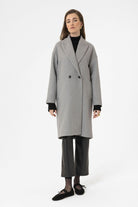 Antioch-Gri Kadın Kruvaze Kapama Oversize Kaban-Kaban-3-Milagron.com