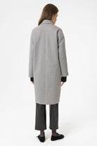 Antioch-Gri Kadın Kruvaze Kapama Oversize Kaban-Kaban-5-Milagron.com