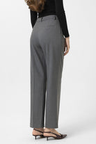 Antioch-Gri Kadın Yüksek Bel Pileli Pantolon-Kumaş Pantolon-5-Milagron.com