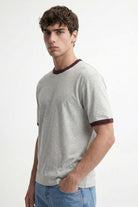Antioch Gri Kontrast Yaka Erkek T-Shirt