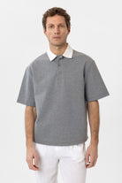 Antioch-Gri Kontrast Yaka İnterlok Dokulu Erkek T Shirt-T-Shirts-2-Milagron.com