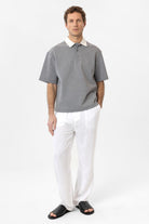 Antioch-Gri Kontrast Yaka İnterlok Dokulu Erkek T Shirt-T-Shirts-3-Milagron.com