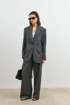 Antioch Gri Kruvaze Kadın Blazer