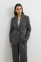 Antioch Gri Kruvaze Kadın Blazer
