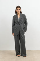 Antioch Gri Kruvaze Kadın Blazer
