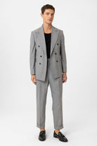 Antioch-Gri Kruvaze Kapama İtalyan Kesim Erkek Takım-Takım Elbise-1-Milagron.com