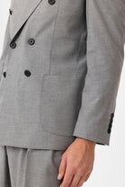 Antioch-Gri Kruvaze Kapama İtalyan Kesim Erkek Takım-Takım Elbise-4-Milagron.com