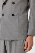 Antioch-Gri Kruvaze Kapama İtalyan Kesim Erkek Takım-Takım Elbise-6-Milagron.com