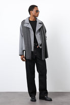 Antioch-Gri Kruvaze Kapama Kısa Erkek Kaban-Kaban-1-Milagron.com