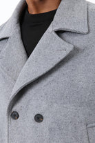 Antioch-Gri Kruvaze Kapama Kısa Erkek Kaban-Kaban-6-Milagron.com