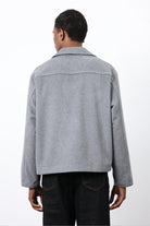 Antioch-Gri Kruvaze Kapama Kısa Erkek Kaban-Kaban-7-Milagron.com