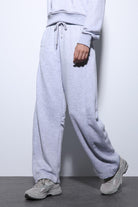 Antioch-Antioch Gri Melanj Basic Düz Paça Kadın Eşofman Altı-Eşofman-3-Milagron.com