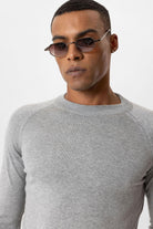 Antioch-Gri Melanj Bisiklet Yaka Slim Fit Triko Kazak-Kazak & Triko-4-Milagron.com