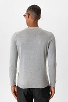 Antioch-Gri Melanj Bisiklet Yaka Slim Fit Triko Kazak-Kazak & Triko-5-Milagron.com