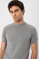 Antioch-Gri Melanj Bisiklet Yaka Triko T Shirt-Kazak & Triko-4-Milagron.com