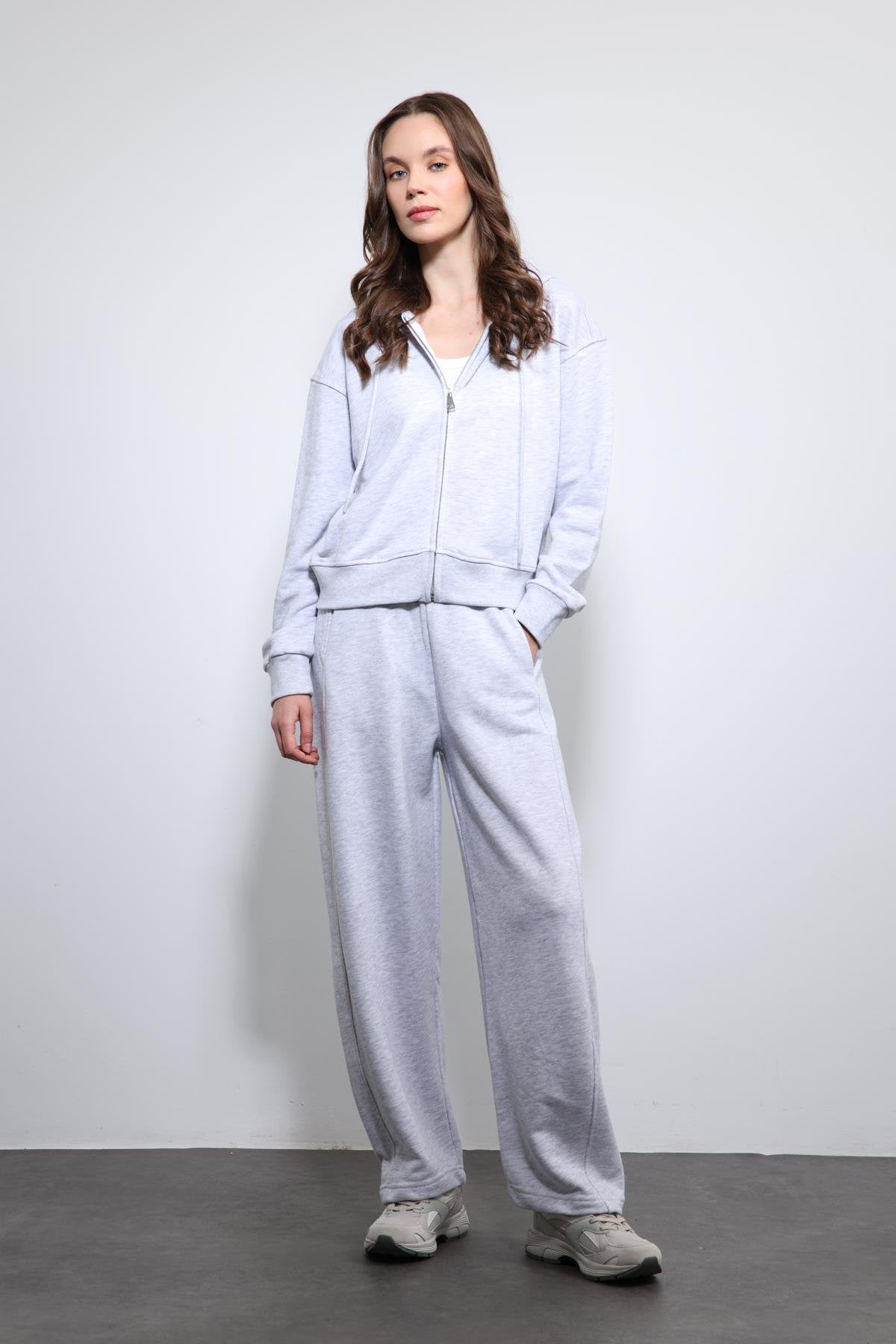 Antioch-Gri Melanj Kapüşonlu Eşofman Takım-Takım-3-Milagron.com