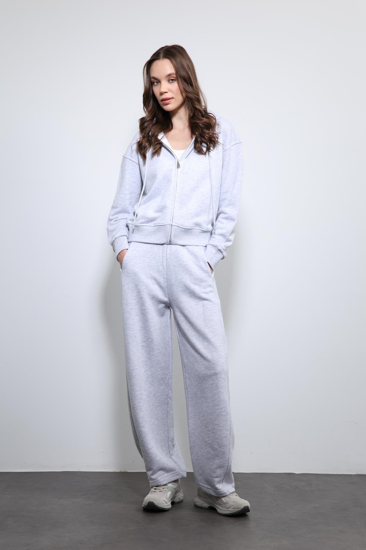 Antioch-Gri Melanj Kapüşonlu Eşofman Takım-Takım-5-Milagron.com