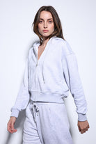 Antioch-Antioch Gri Melanj Kapüşonlu Kadın Sweatshirt-Sweatshirt-1-Milagron.com