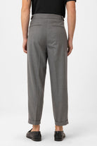 Antioch-Gri Pileli Yüksek Bel Erkek Pantolon-Kumaş Pantolon-5-Milagron.com