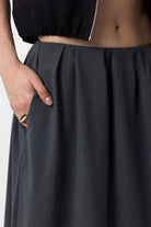 Antioch-Gri Pilili Kadın Midi Etek-Etek-3-Milagron.com