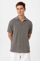 Antioch-Gri Polo Yaka Dokulu Erkek Triko T Shirt-T-Shirts-1-Milagron.com