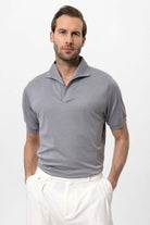 Antioch-Gri Regular Fit Apaş Yaka Erkek T Shirt-T-Shirts-1-Milagron.com