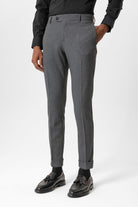 Antioch Gri Regular Fit Duble Paça Erkek Pantolon