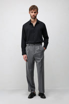 Antioch Gri Relax Fit Pilili Erkek Pantolon