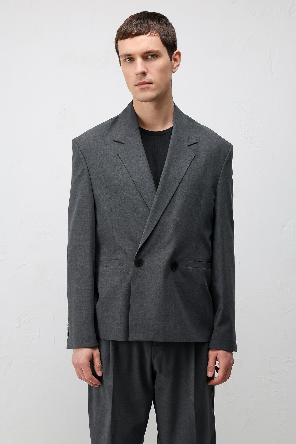 Antioch Gri Relaxed Fit Erkek Blazer Ceket