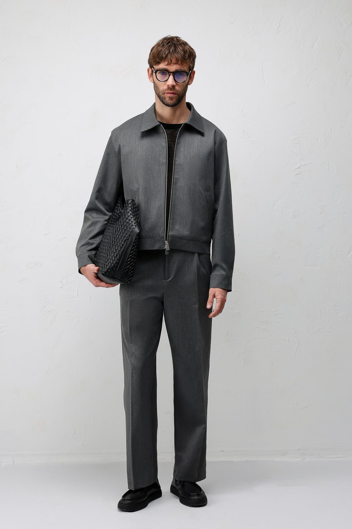 Antioch Gri Relaxed Fit Fermuarlı Erkek Mont