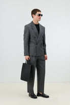 Antioch Gri Relaxed Kruvaze Erkek Blazer Ceket