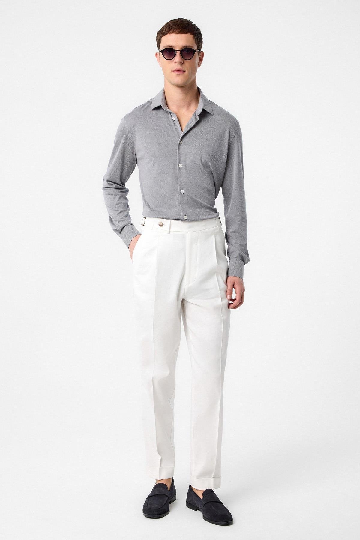 Antioch-Antioch Gri Slim Fit Erkek Gömlek-Gömlek-1-Milagron.com