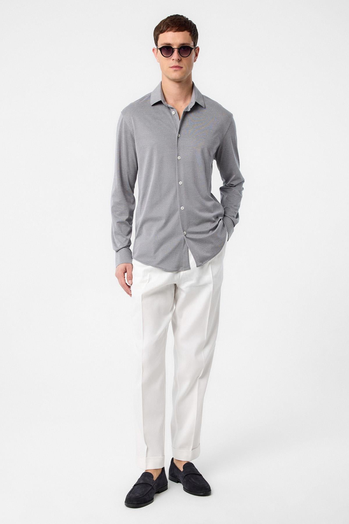 Antioch-Antioch Gri Slim Fit Erkek Gömlek-Gömlek-2-Milagron.com