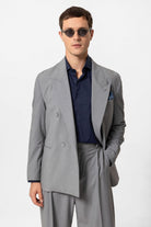 Antioch-Gri Tek Düğme Kruvaze Erkek Blazer Ceket-Ceket-2-Milagron.com