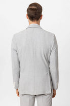 Antioch-Gri Tek Düğme Kruvaze Kapama çizgili Erkek Blazer Ceket-Blazer Ceket-10-Milagron.com